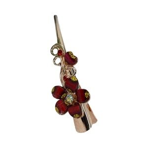 Chic Red and Gold Floral Hair Clip